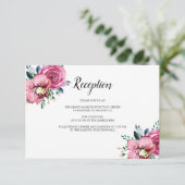 Roze Rozen Orchideeën Bloemen bruiloft receptie Informatiekaartje (Staand voorkant)