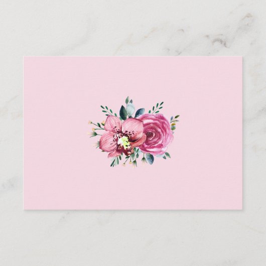 Roze Rozen Orchideeën Bloemen bruiloft receptie Informatiekaartje (Achterkant)