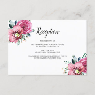 Roze Rozen Orchideeën Bloemen bruiloft receptie Informatiekaartje