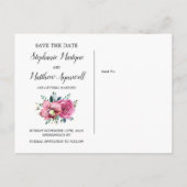 Roze Rozen Orchideeën Bloemen Bruiloft Save The Da Aankondigingskaart (Achterkant)