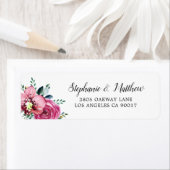 Roze Rozen Orchideeën Waterverf Foliage Bruiloft Etiket (Insitu)