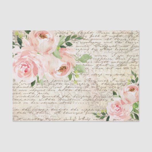  roze Rozen Oude briefontkoppeling Tissuepapier (Voorkant)