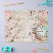  roze rozen oude letter klok decoupage tissuepapier (Craft)