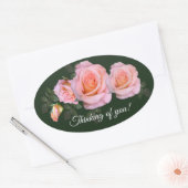 Roze rozen ovale sticker (Envelop)