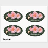 Roze rozen ovale sticker (Vel)