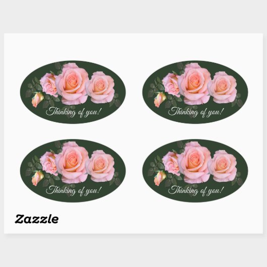Roze rozen ovale sticker (Vel)