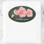 Roze rozen ovale sticker (Tas)