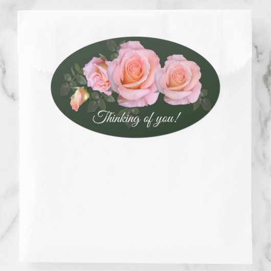 Roze rozen ovale sticker (Tas)