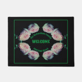 Roze Rozen Paar Abstract gepersonaliseerd Deurmat (Voorkant)
