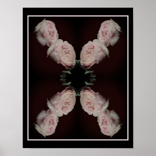 Roze rozen paar vintage abstract poster (Voorkant)