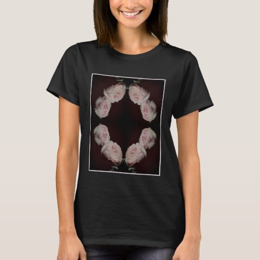 Roze rozen paar vintage abstract t-shirt (Voorkant)