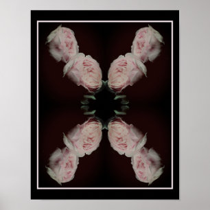 Roze rozen paar vintage bloemstuk abstracte kunst poster
