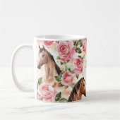 Roze Rozen Paarden Gouden Glitter Droom Koffiemok (Links)