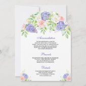 Roze Rozen Paarse Hortensia Bloemige Trouwdag Kaart (Achterkant)