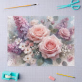 Roze Rozen Paarse Lilacs Waterverf Decoupage Tissuepapier (Craft)