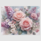 Roze Rozen Paarse Lilacs Waterverf Decoupage Tissuepapier (Voorkant)
