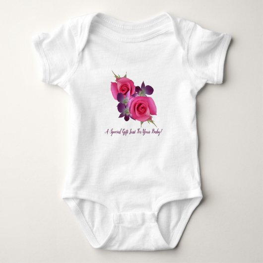 Roze rozen paarse orchideeën baby girl one-piece romper (Voorkant)