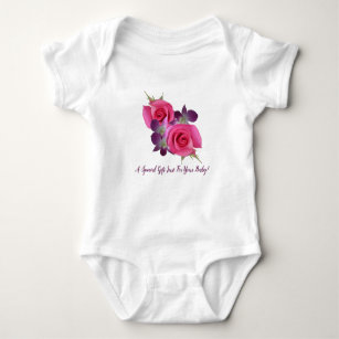 Roze Rozen Paarse Orchideeën Baby Meisje Één-stuk Romper