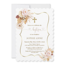 Roze Rozen Pampas Gras Palm Gold Meisje Dopen