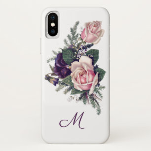  roze rozen, pansieën en pinmonogram voor grafisc Case-Mate iPhone case