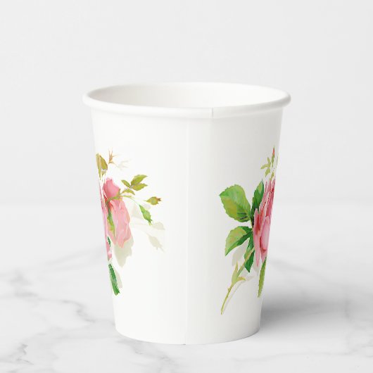  roze rozen papieren bekers (Rechts)