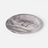 Roze rozen papieren borden, 3e huwelijksjubileum papieren bordje (Gekanteld)