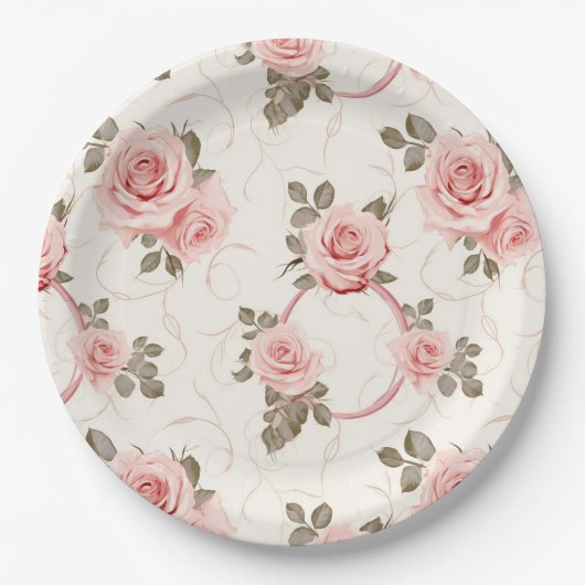 Roze Rozen Papieren Borden Bordje (Voorkant)