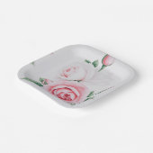 Roze rozen papieren bordje (Gebogen)