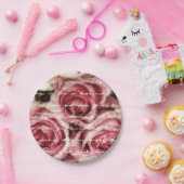 roze rozen papieren bordje (Feest)