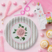 Roze Rozen Papieren Bordje (Feest)