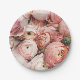 Roze rozen papieren bordje