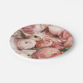 Roze rozen papieren bordje (Gekanteld)