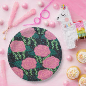 Roze Rozen Papieren Bordje (Feest)