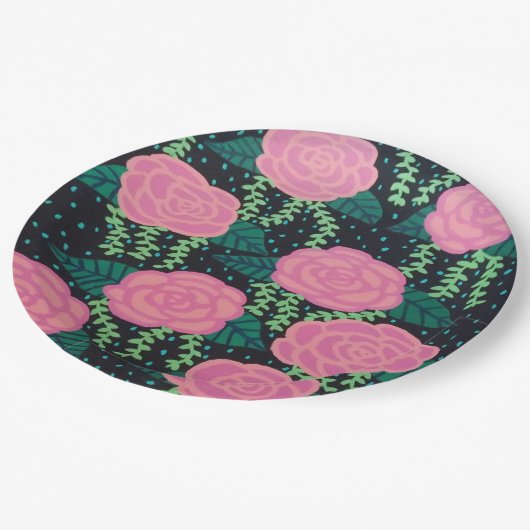 Roze Rozen Papieren Bordje (Gekanteld)