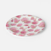 Roze rozen papieren bordje (Gekanteld)