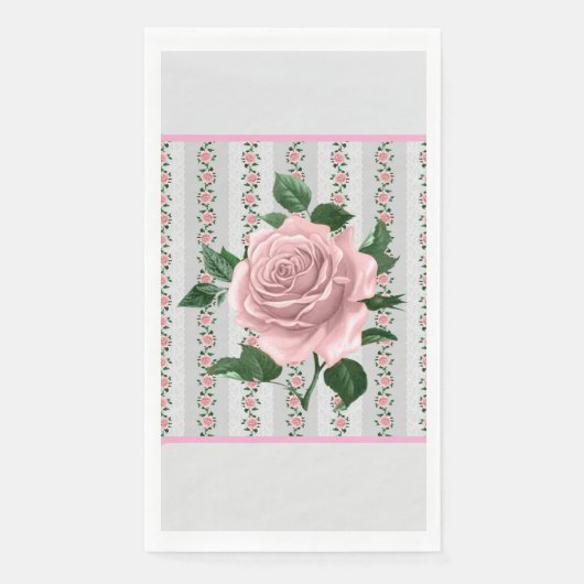 Roze rozen papieren servet (Voorkant)