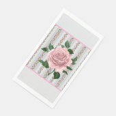 Roze rozen papieren servet (Hoek)