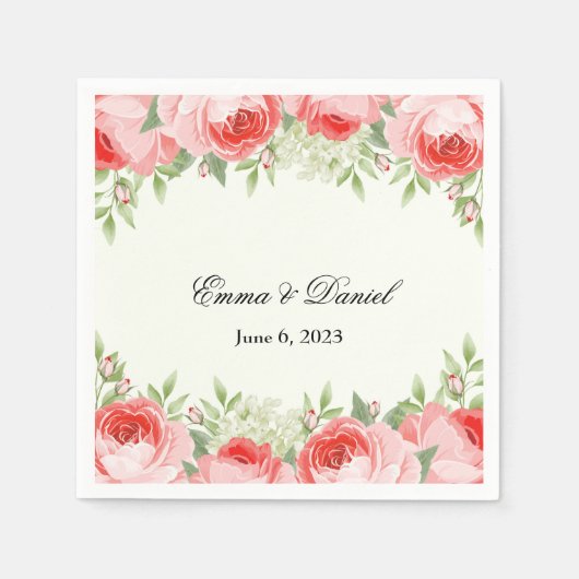 Roze Rozen Papieren servetten (Voorkant)