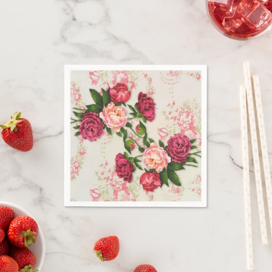 Roze Rozen Papieren servetten (Insitu)