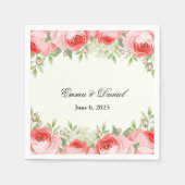 Roze rozen papieren servetten (Voorkant)