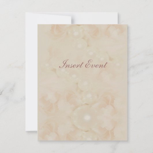 Roze rozen parelpitten elegant bruiloft verloving kaart (Achterkant)