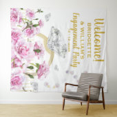 Roze rozen parels Verloving Ring Wandkleed (In Situ (horizontaal))