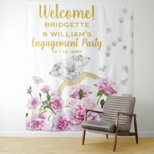 Roze rozen parels Verloving Ring Wandkleed