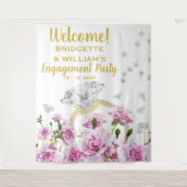 Roze rozen parels Verloving Ring Wandkleed (Voorkant)