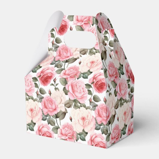 Roze Rozen Party Treat Box Bedankdoosjes (Voorkant Zijde)