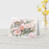 Roze rozen pastel aquarel kunst notitiekaart (Gele Bloem)