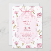 Roze rozen patroon boog bruiloft kaart (Voorkant)