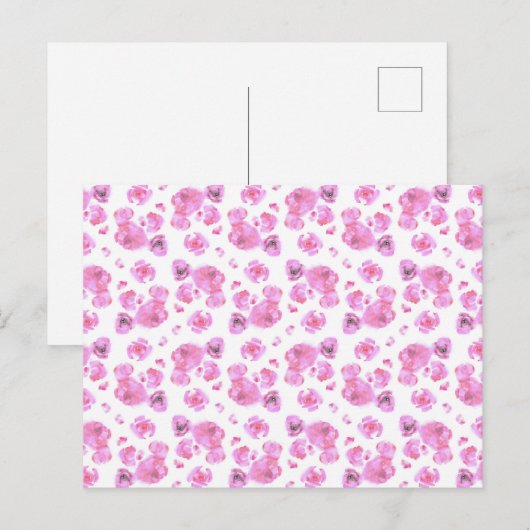 Roze Rozen Patroon Briefkaart (Voorkant / Achterkant)