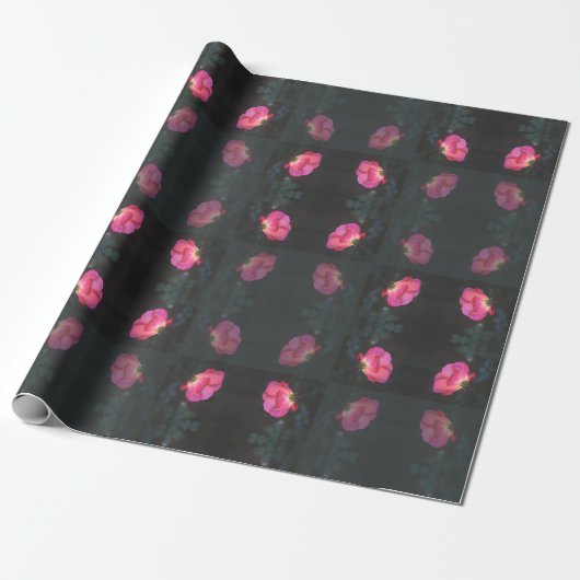 Roze Rozen Patroon Cadeaupapier (Uitgerold)