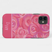 Roze rozen patroon Gepersonaliseerde iPhone Case (Achterkant (horizontaal))